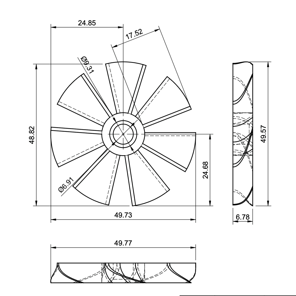 Cooling fan multi-view layout
